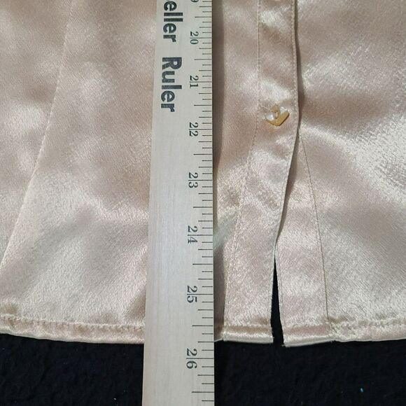 JM Collection Womens Button Up Blouse Gold Size 12 100% Polyester Long Sleeve - Picture 4 of 12